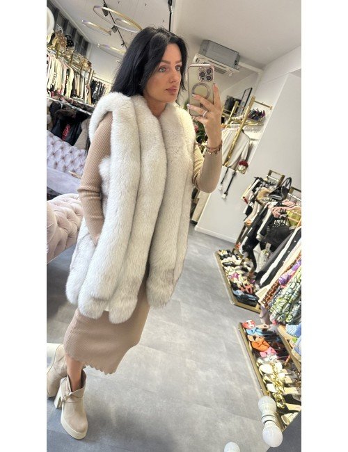 Futrzany Bezrękawnik AdoreDanew - Biały, Puszysty i Ciepły // 2121