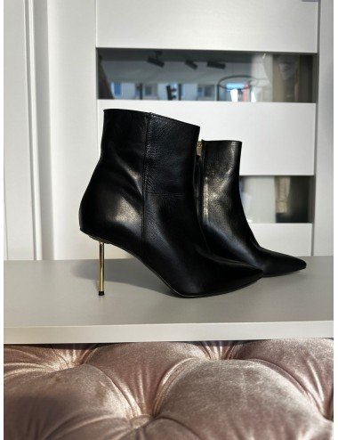 botki czarne ze złotym obcasem Spaziomoda // 2079*