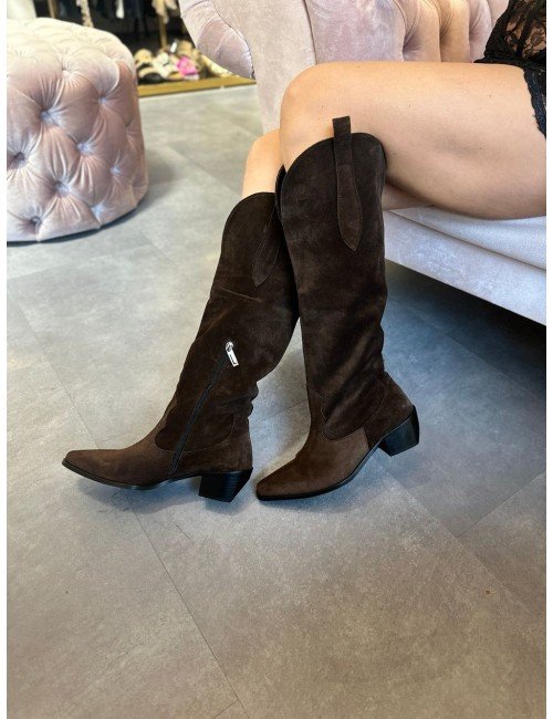 brązowe zamszowe kowbojki // 2255*