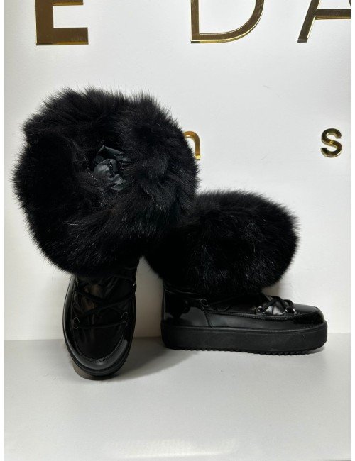 czarne botki z futerkiem // 2280*