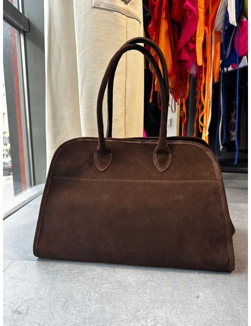 Czekoladowa Torba Zamszowa AdoreDanew | Duża Torebka z Naturalnej Skóry