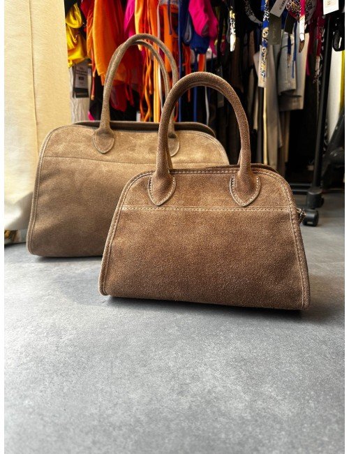 Mała Zamszowa Torebka Kuferek AdoreDanew | Brązowa Skóra Naturalna