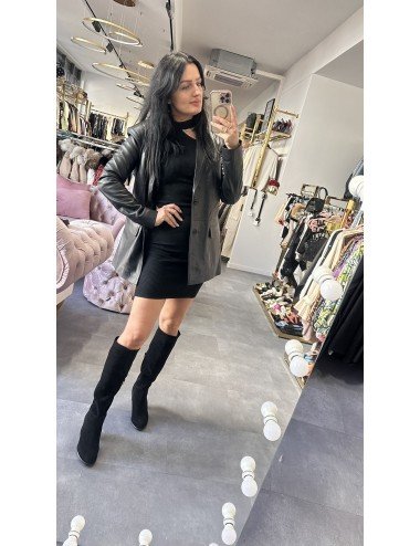 Czarna marynarka ze skóry naturalnej // 2305**