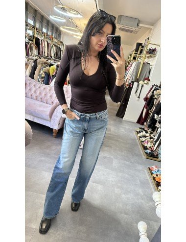 bordowa i czekoladowa bluzka // 2355