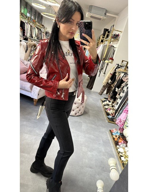 bordowa kurtka ze skóry naturalnej // 2146