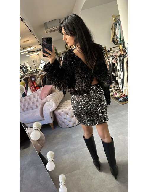 czarna spódnica z cekinami // 2377