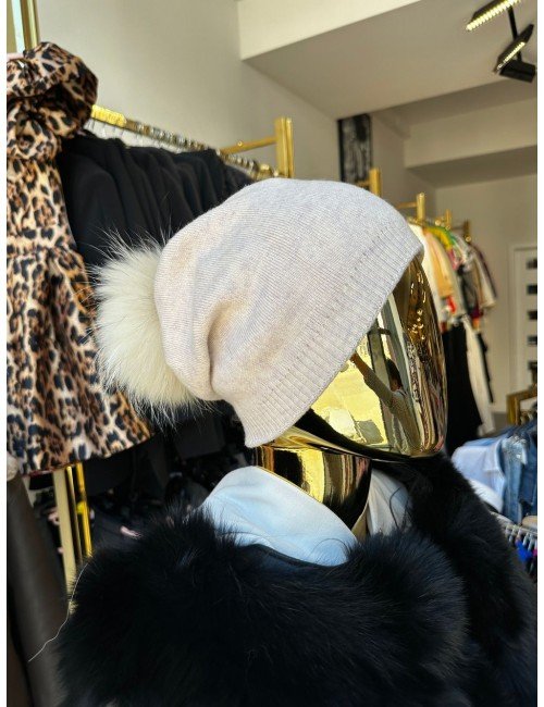 czapka z pomponem futro naturalne // 2395