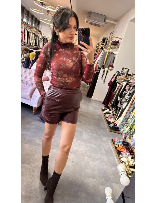 bordowe szorty skórzane // 2401