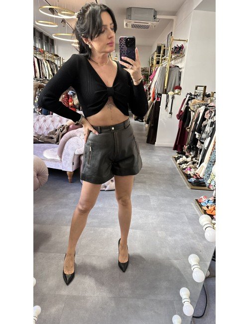 brązowe skórzane szorty // 2407