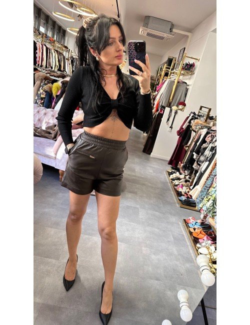 czekoladowe skórzane szorty // 2408