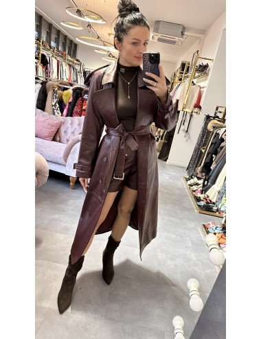 Płaszcz skórzany bordo // 2308**