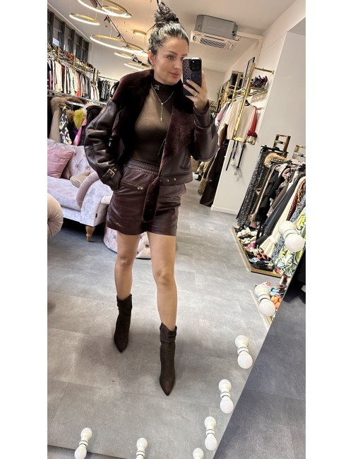 bordowy kożuch naturalny // 2228