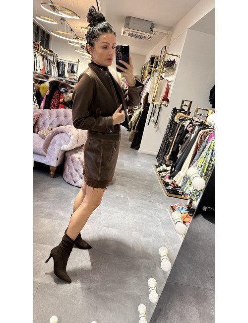 brązowa spódnica skóra naturalna // 2423