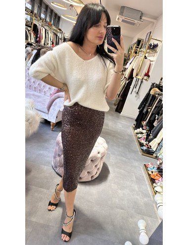 cekinowa brązowa spódnica Imperial // 2425