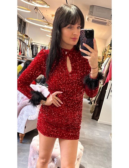 czerwona sukienka z cekinami // 2442