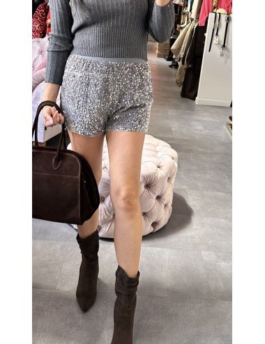 cekinowe szare szorty // 2448