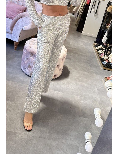 Srebrne cekinowe spodnie Imperial // 2453