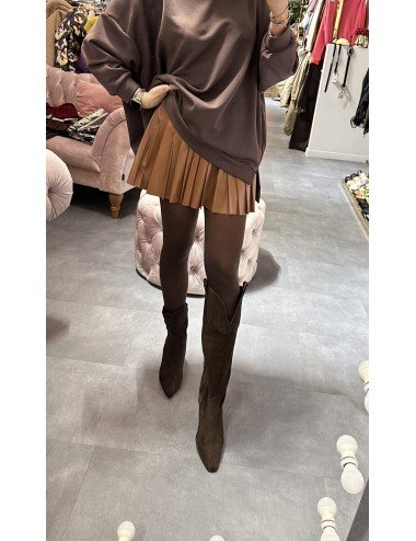 plisowana brązowa spódnica // 2508