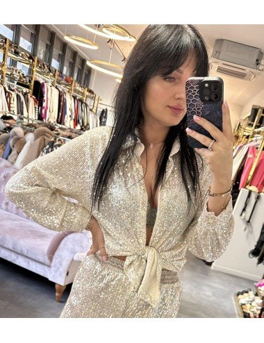 złota cekinowa koszula // 2512