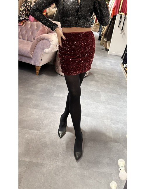 bordowa spódnica cekinowa // 2545