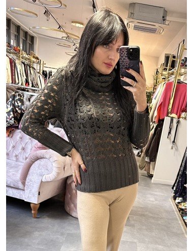 ażurowy sweter khaki // 2558