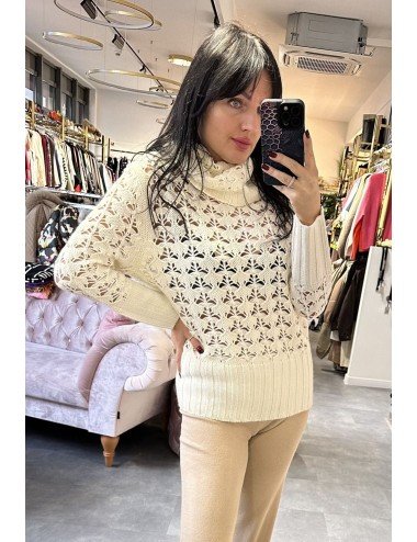 ażurowy sweter biały // 2559