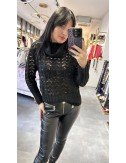 ażurowy sweter czarny // 2557