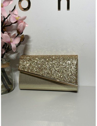 Złota torba kopertowa z brokatem // 2591