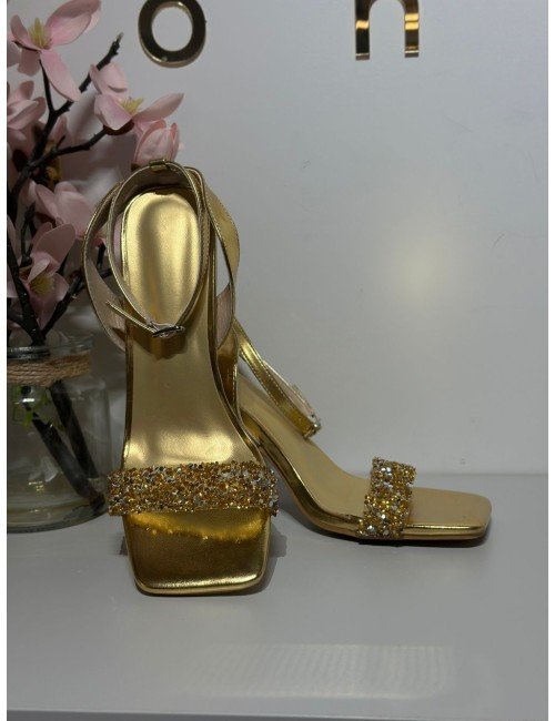 złoty obcas z brokatem // 2594*