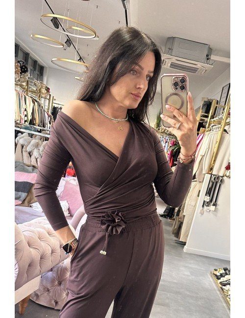 czekoladowe body na długi rękaw // 2603