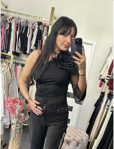 czarna bluzka na jedno ramę // 2683