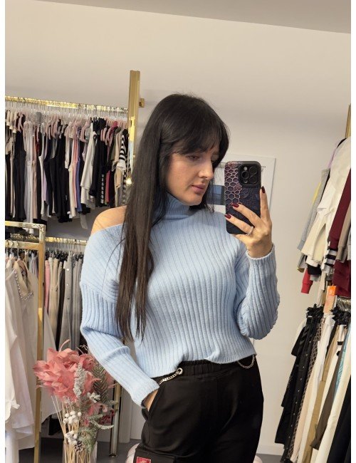 błękitny golf ze złotymi guzikami // 2688