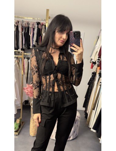 Czarna koszula koronkowa Babylon // 2701