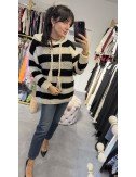 Czarno-biały Sweter w paski // 2709