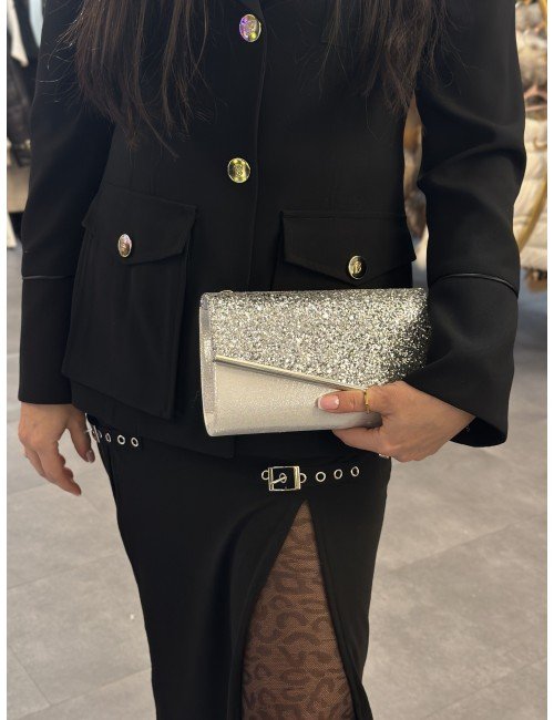 srebrna torba kopertowa z brokatem // 2729