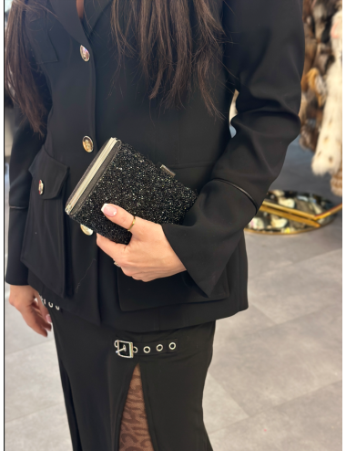 czarna brokatowa kopertówka // 2732