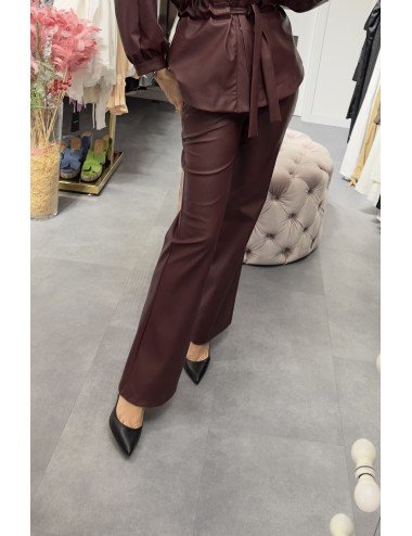 bordowe spodnie z ekoskóry // 2744