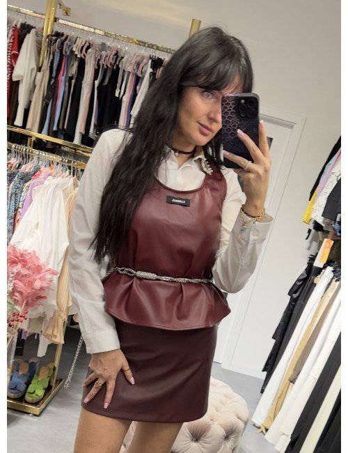 Bluzka na ramiączka z EkoSkóry // 2749