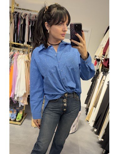 Niebieska koszula z diamencikami // 2750
