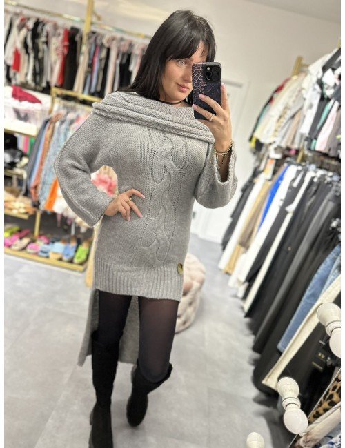 Szary sweter asymetryczny // 2810