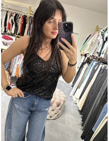 cekinowa bluzka na ramiączka // 2830