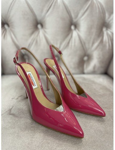 Połyskujące, smukłe szpilki z paskiem, kolor fuksja // 432*